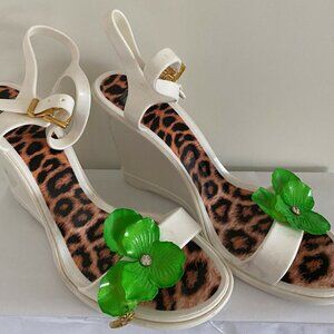 Women's JUST CAVALLI beachwear Off White Wedge Sandals jelly size 7